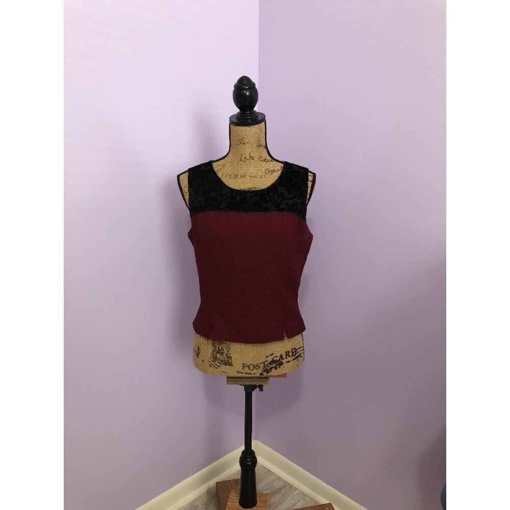 Kasper & Company ASL Sleeveless Maroon/Black Top Sz 8